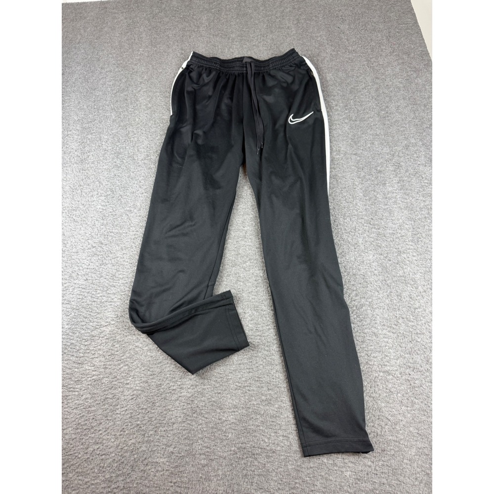Nike Track Pants Men's Medium Black Dri-FIT Side Stripe Embroidered Swoosh
